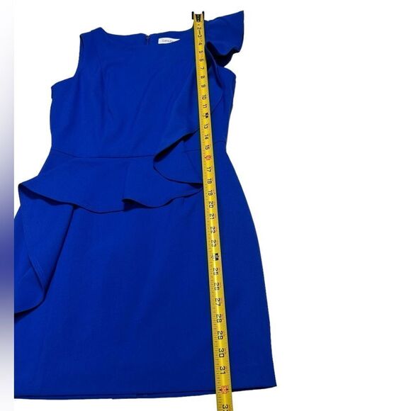 NWT Calvin Klein Cobalt Blue Mini Dress Sleeveless Asymmetrical Dark Blue Dress - Picture 7 of 10